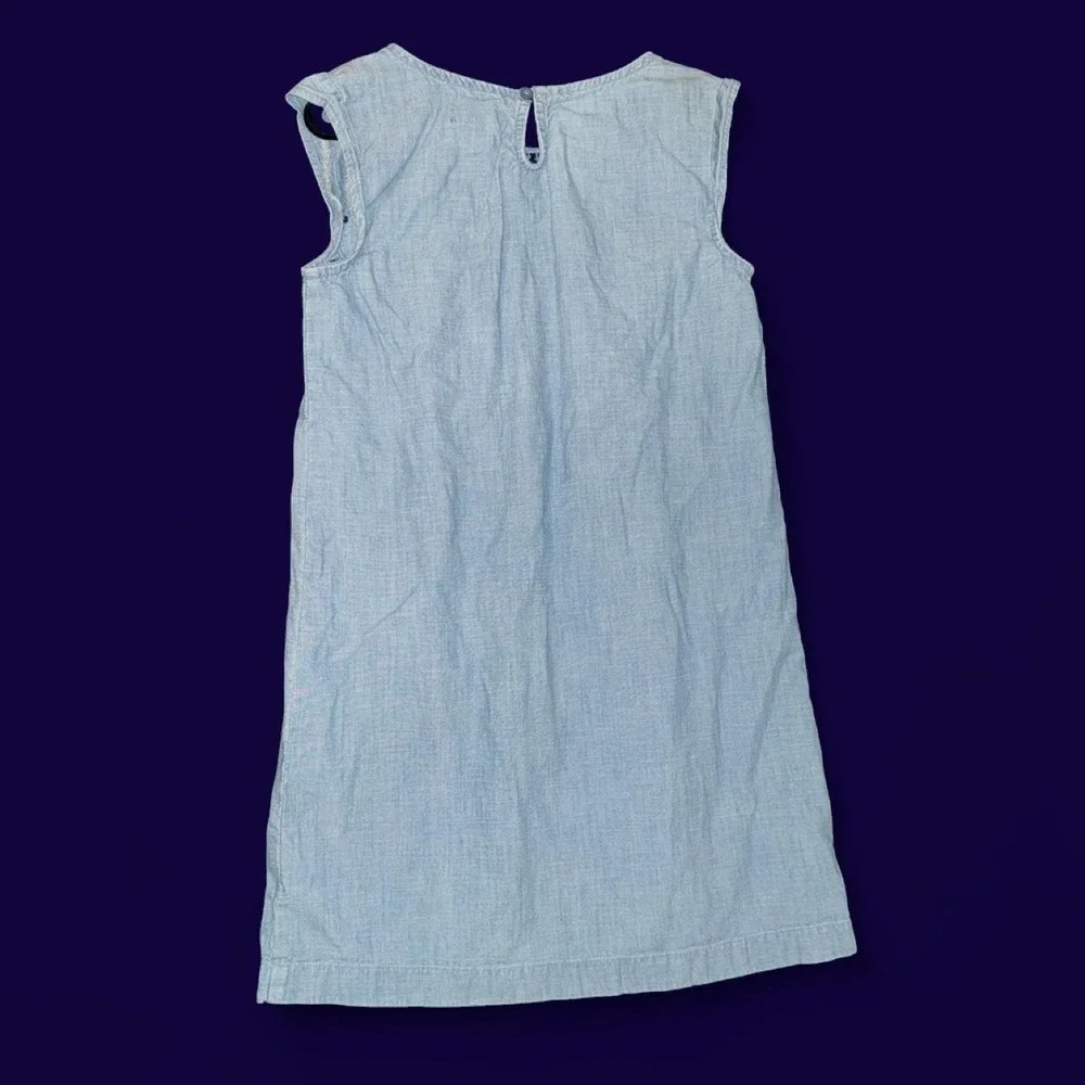 Old Navy Girls Embroidered Chambray Dress Size 8 Blue Boho 100% Cotton